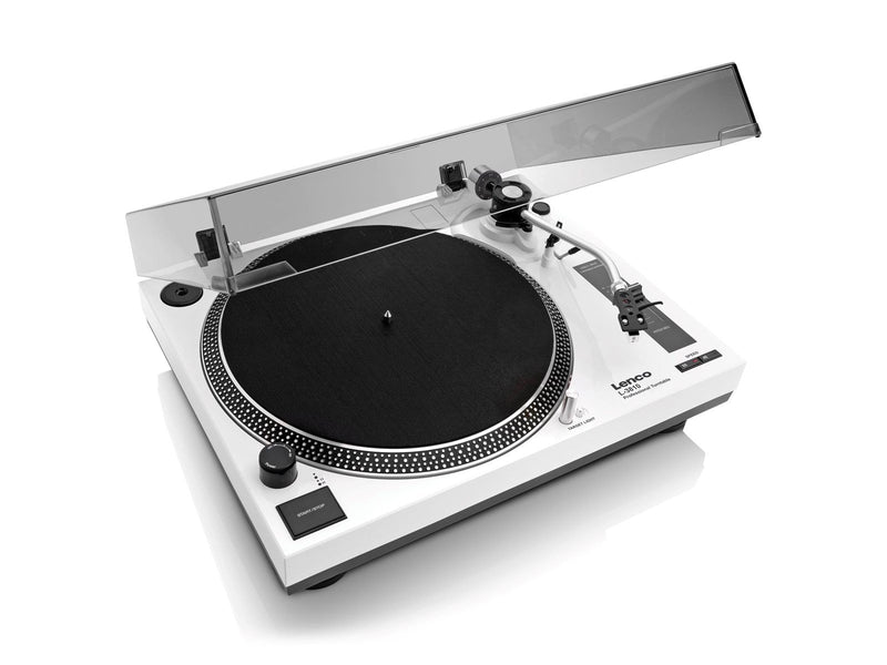 Lenco L-3810WH - Direct-drive Record Player with USB/PC encoding - White - Plattenspieler Weiß