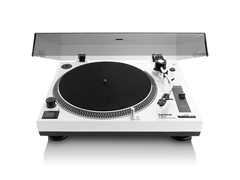 Lenco L-3810WH - Direct-drive Record Player with USB/PC encoding - White - Plattenspieler Weiß