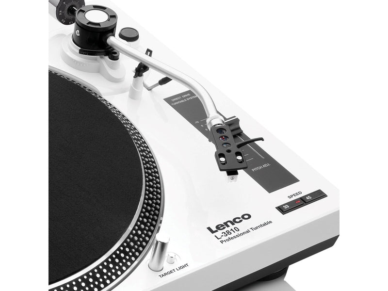 Lenco L-3810WH - Direct-drive Record Player with USB/PC encoding - White - Plattenspieler Weiß