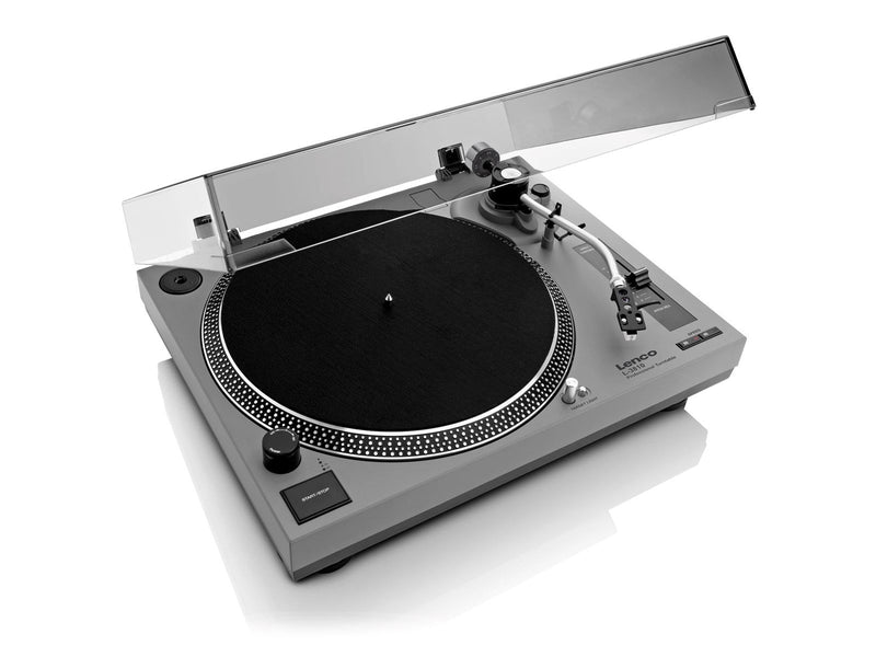 Lenco L-3810GY - Direct-drive Record Player with USB/PC encoding - Grey - Plattenspieler Grau