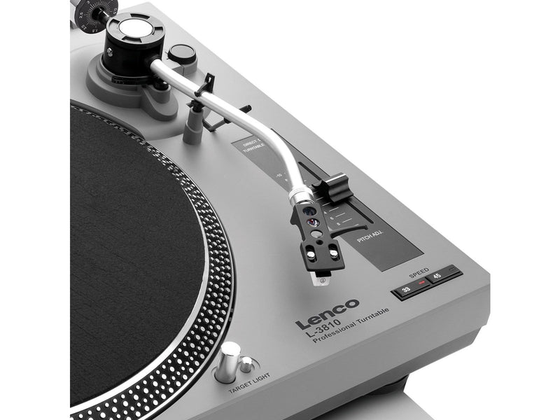 Lenco L-3810GY - Direct-drive Record Player with USB/PC encoding - Grey - Plattenspieler Grau