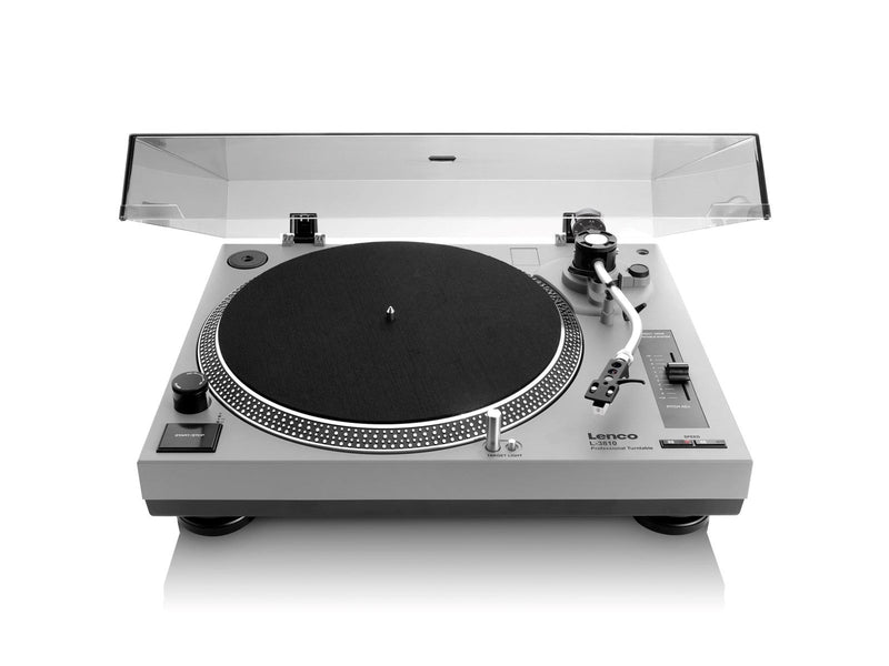 Lenco L-3810GY - Direct-drive Record Player with USB/PC encoding - Grey - Plattenspieler Grau