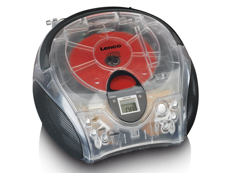 Lenco SCD-24 portable FM radio/CD player - Transparent