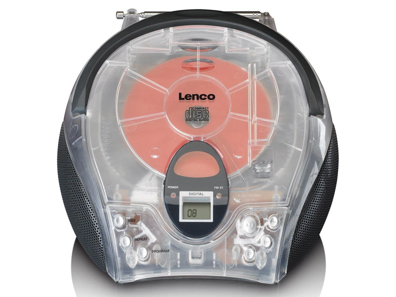Lenco SCD-24 portable FM radio/CD player - Transparent
