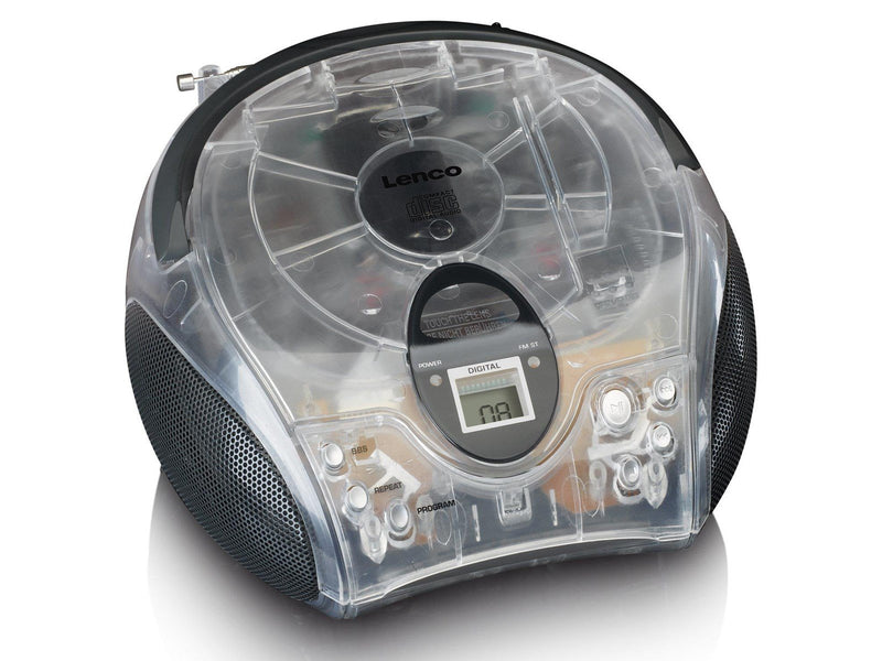 Lenco SCD-24 portable FM radio/CD player - Transparent