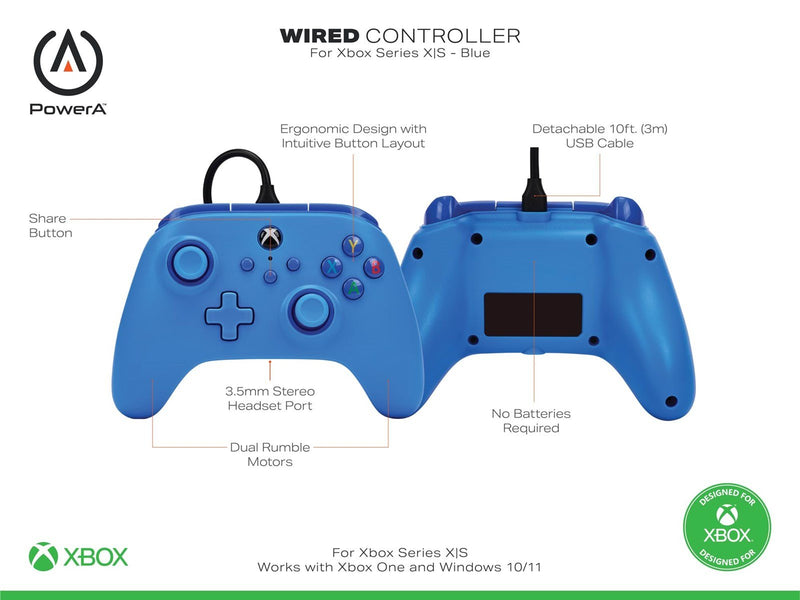 PowerA Kabelgebundener Controller für Xbox - Blau - Controller