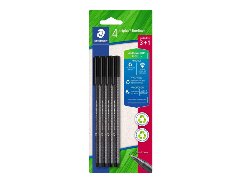 Staedtler Fineliner triplus black 4pcs Bc