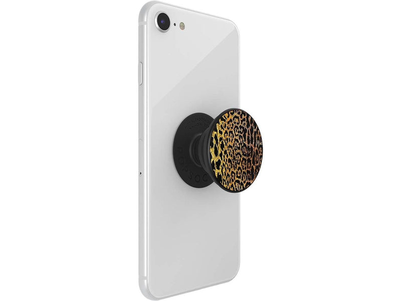 PopSockets Embossed Metal Leopard Removable Grip with Standfunction LUXE