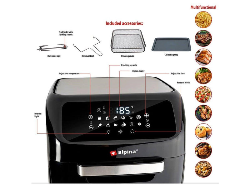 Alpina Air Fryer Oven 12L 1800W - Black