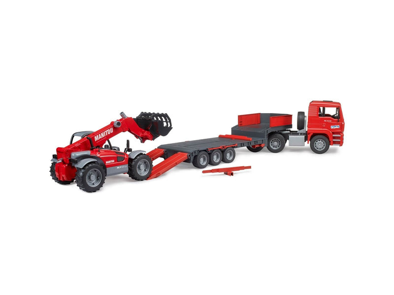Bruder MAN TGA Low loader truck with Manitou Telescopic