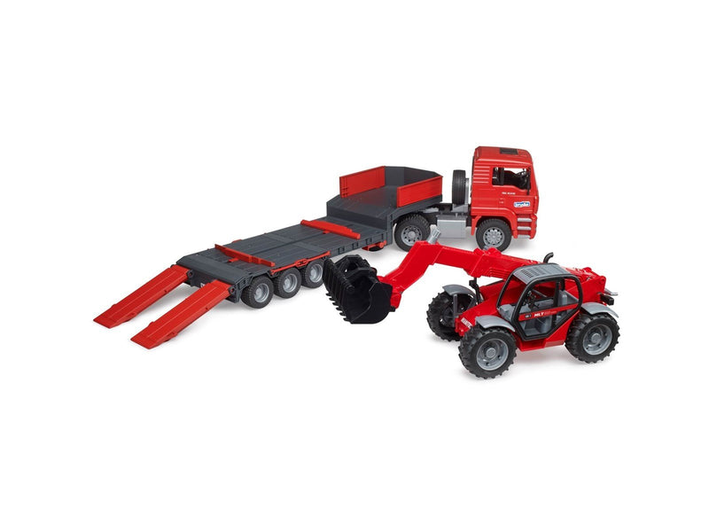 Bruder MAN TGA Low loader truck with Manitou Telescopic