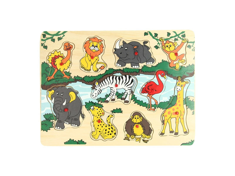 Playwood Wooden Stud Puzzle Wild Animals 10 pcs. Holz