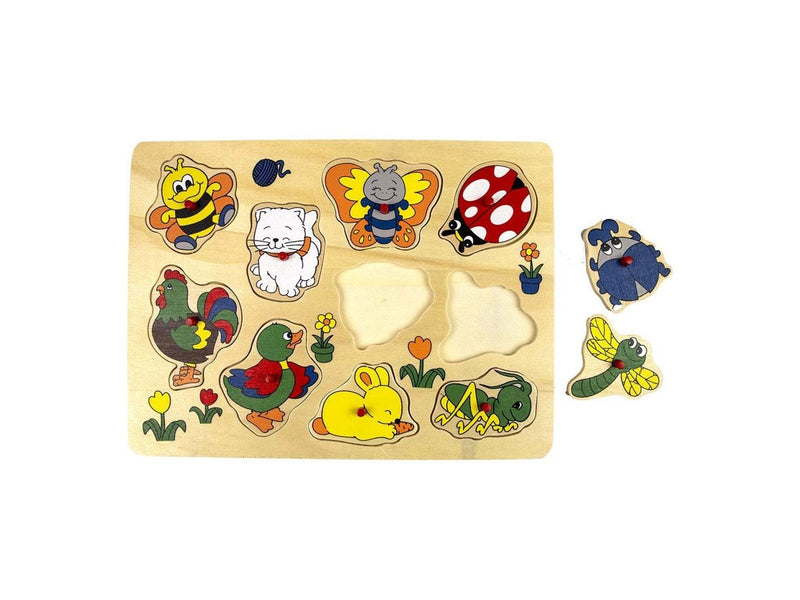 Playwood Wooden Stud Puzzle Animals around the House 10 pcs Holz