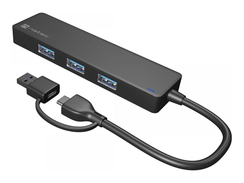 Natec Mayfly - hub - 4 ports USB-Hubs - 4 - Schwarz