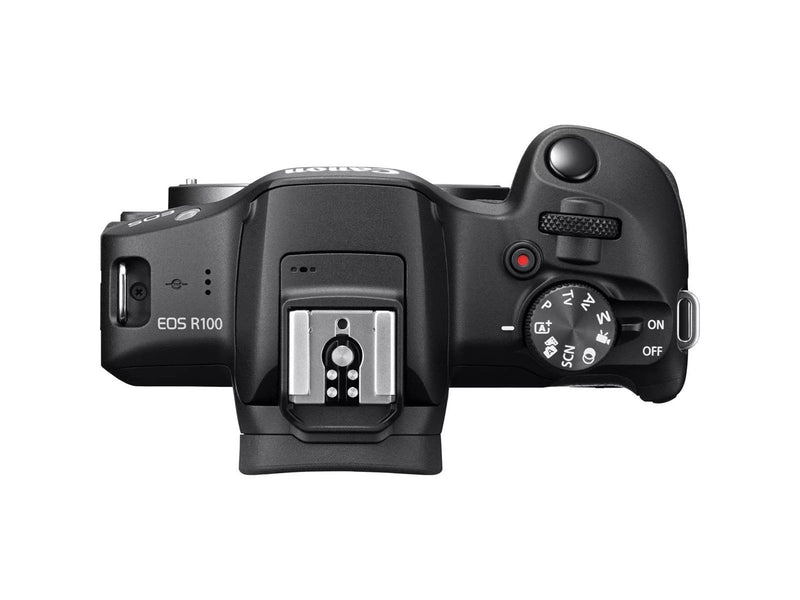 Canon EOS R100 + RF-S 18-45mm IS STM Travel Kit (Shoulder Bag + 64GB SD Card)