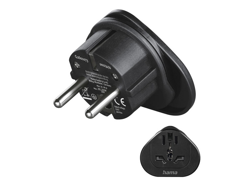 Hama Traveladapter Type E/F Universal World-EU Black