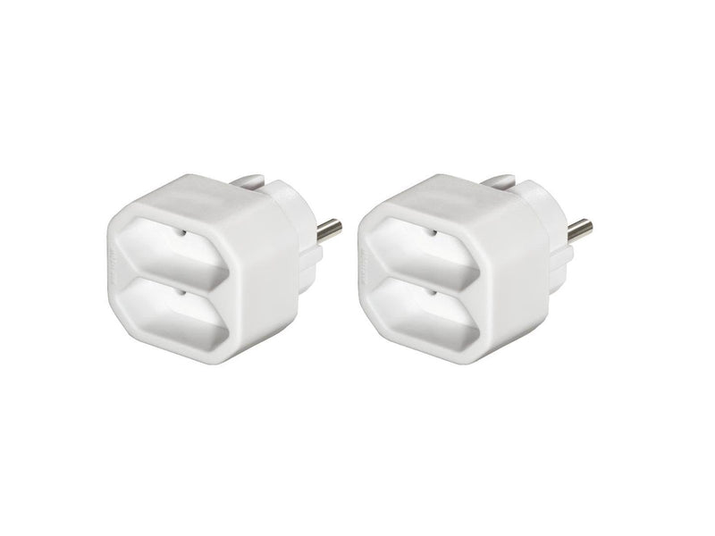 Hama 2-way Socket Adapter Double Pack White