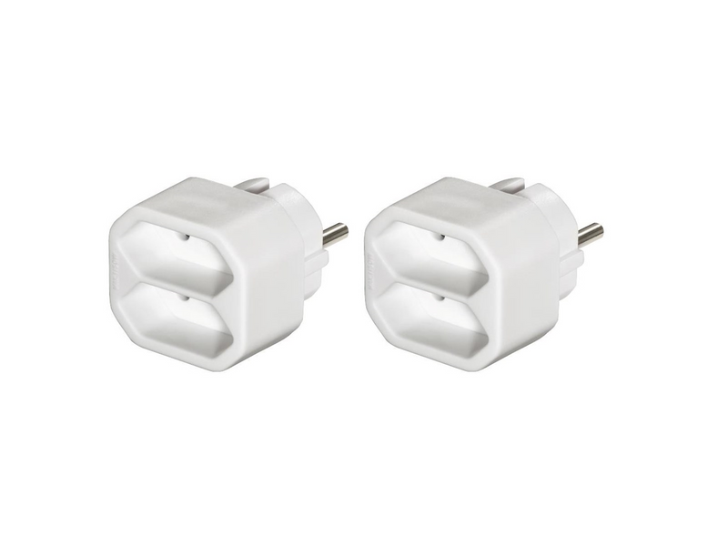 Hama 2-way Socket Adapter Double Pack White