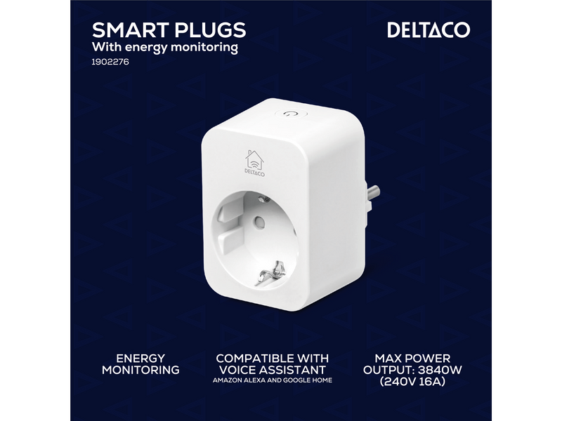 Deltaco SMART HOME smart plug with energy monitoring 16A 2-pack