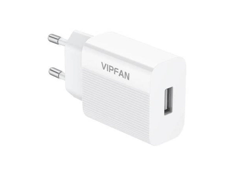 Vipfan Wall charger  E01 1x USB 2.4A (white)