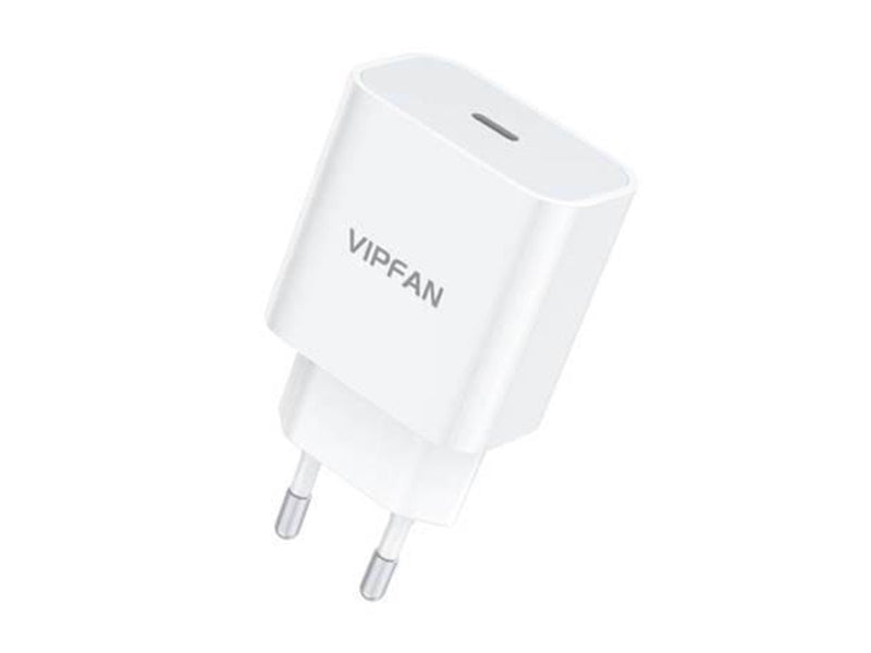 Vipfan Wall charger  E04 USB-C 20W QC 3.0 + Lightning cable (white)