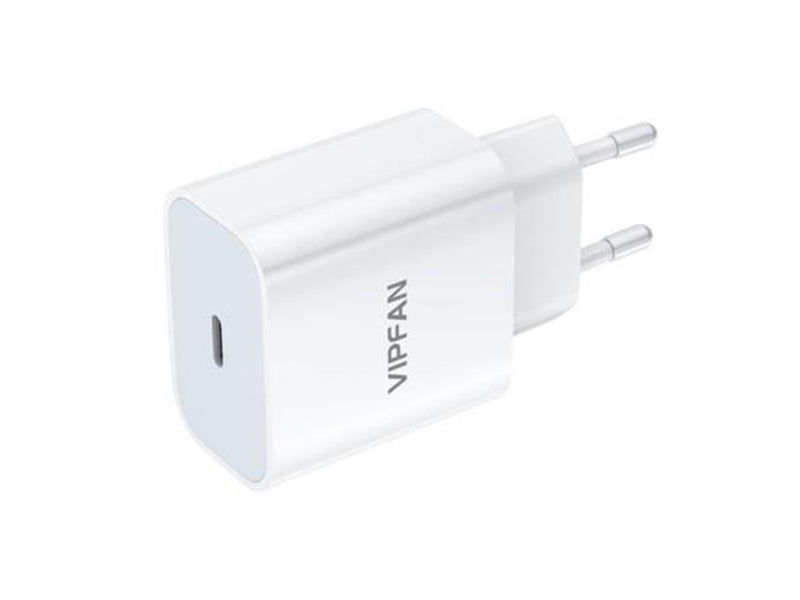 Vipfan Wall charger  E04 USB-C 20W QC 3.0 + Lightning cable (white)