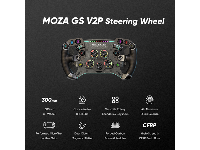 Moza Racing MOZA GS V2P Microfiber Leather GT steering wheel - Wired Wheel - PC