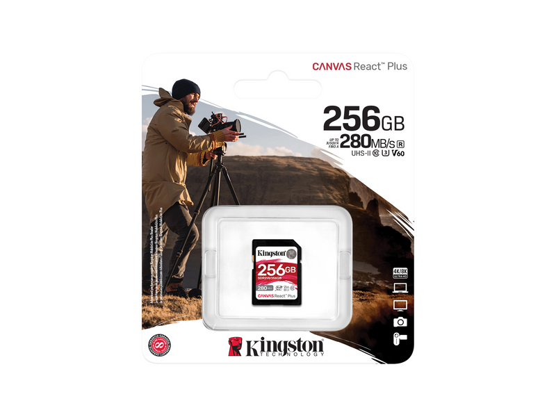 Kingston Canvas React Plus V60 SD - 280MB/s - 256GB