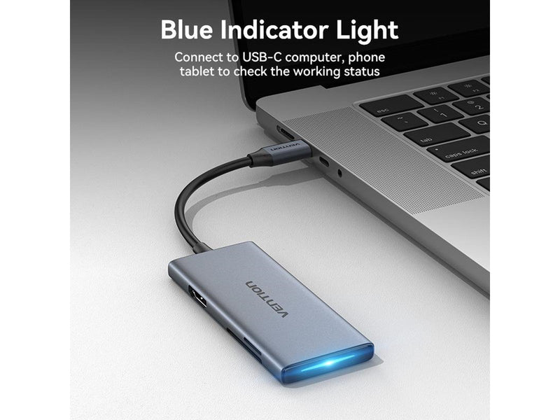 Vention TOOHB USB-C to HDMI 3x USB 3.0 SD TF hub 0.15m (Gray) USB-Hubs - USB 3.0 - 3 - Grau