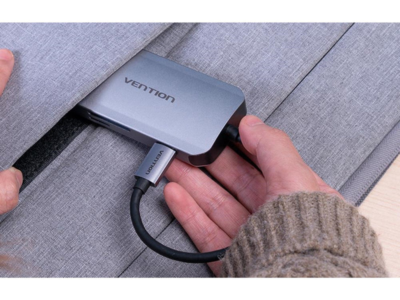 Vention Docking Station USB- C  3x USB 3.0 - SD. TF. PD. 0.15m Grey