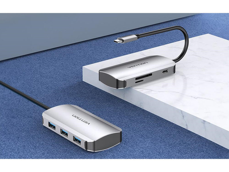 Vention Docking Station USB-C to USB-C 3x USB3.0 PD 0.15m Grey