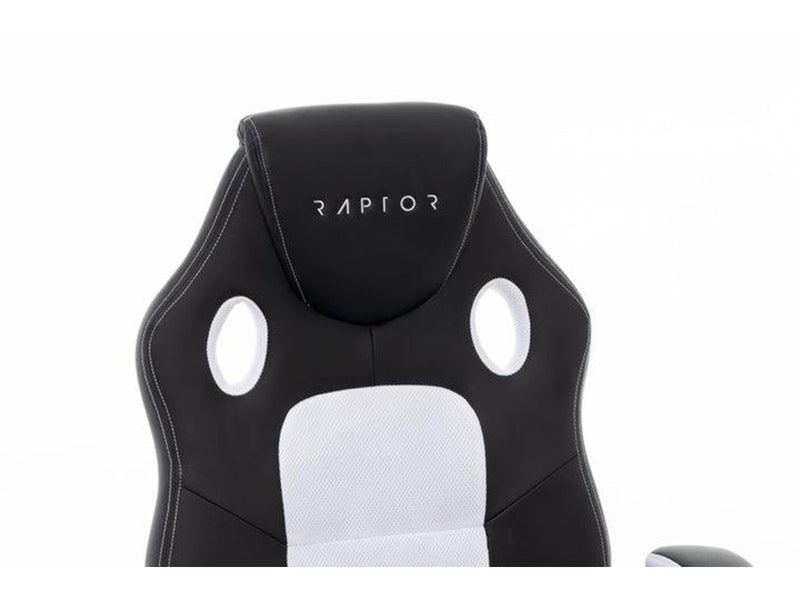 Raptor Gaming Chair GS-40 Compact PU & Fabric Black/White