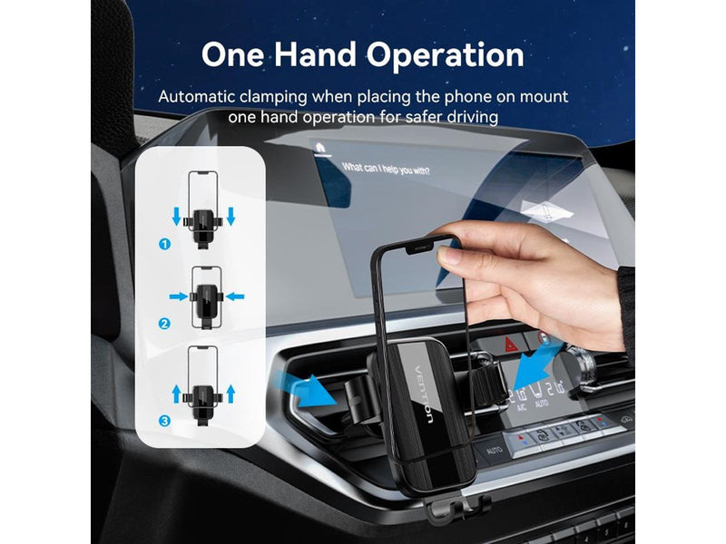 Vention Automatic Car Phone Holder with Clip Black