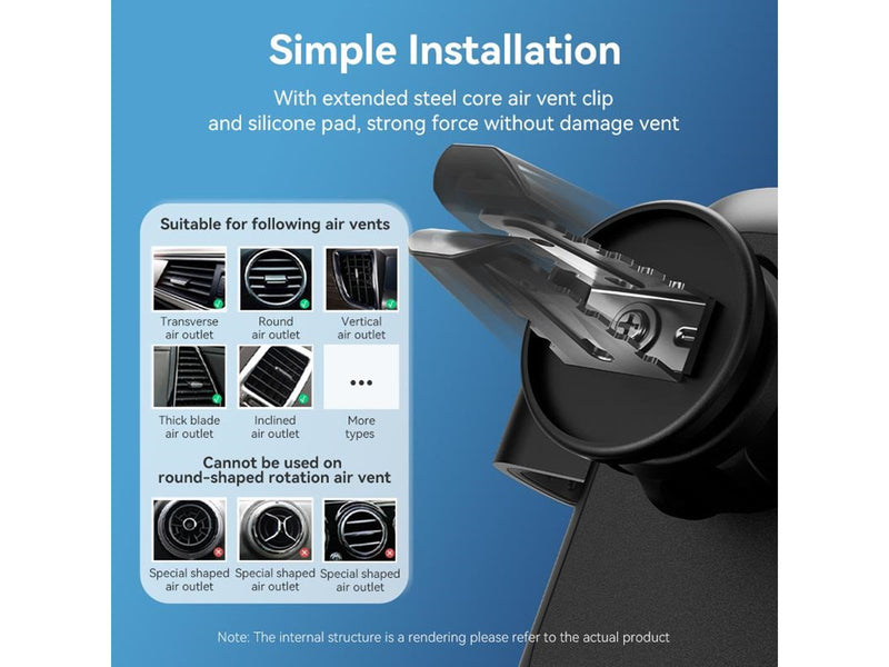 Vention Automatic Car Phone Holder with Clip Black