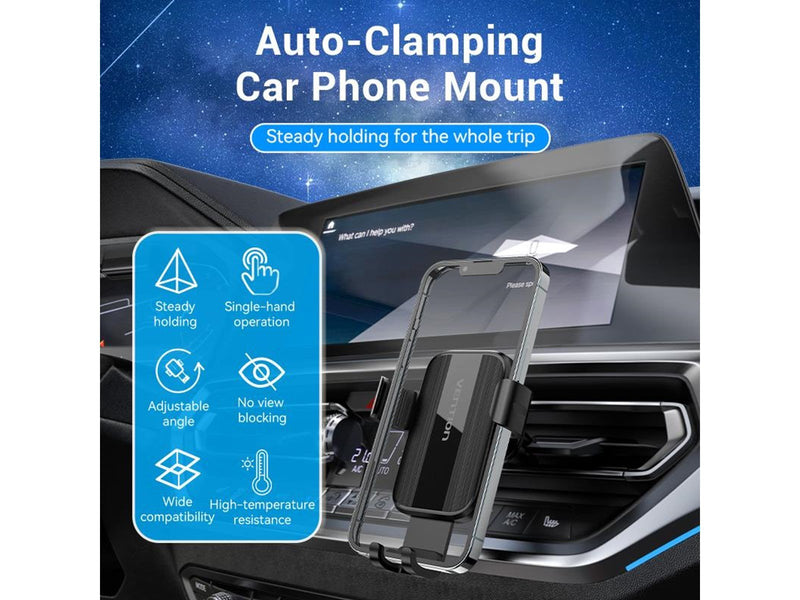 Vention Automatic Car Phone Holder with Clip Black