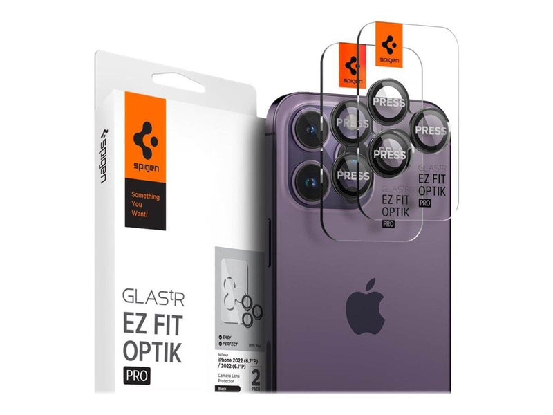 Spigen Glass tR EZ Fit Optik Pro 2 Pack - Black - iPhone 16/15/14 Pro / 16/15/14 Pro Max