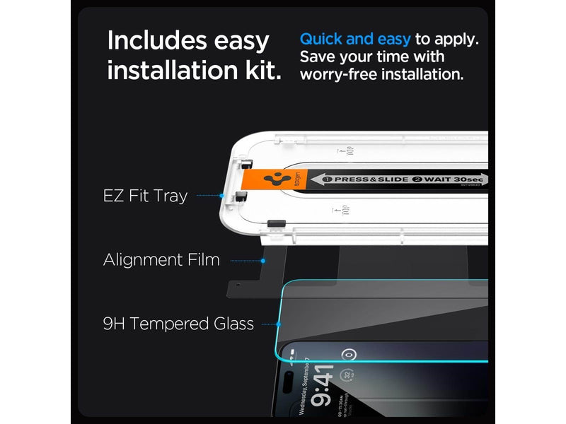 Spigen Glass tR EZ Fit 2 Pack - transparency - iPhone 15 Pro Max