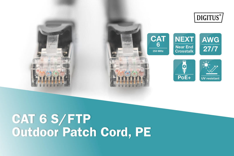 DIGITUS Outdoor Patch-Kabel RJ-45 (M) zu RJ-45 (M) 1m Kupfer S/FTP Cat 6 schwarz