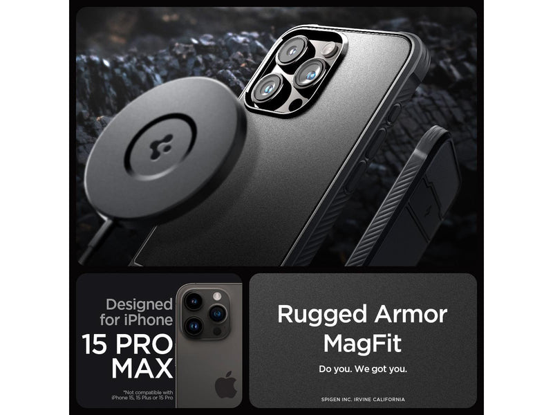 Spigen Rugged Armor MagSafe - matte black - iPhone 15 Pro Max