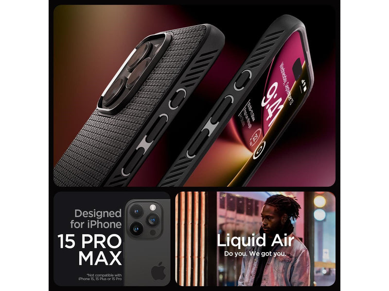 Spigen Liquid Air - matte black - iPhone 15 Pro Max