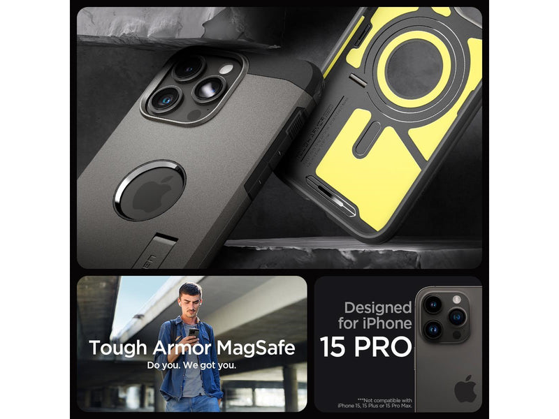 Spigen Tough Armor MagSafe - gunmetal - iPhone 15 Pro