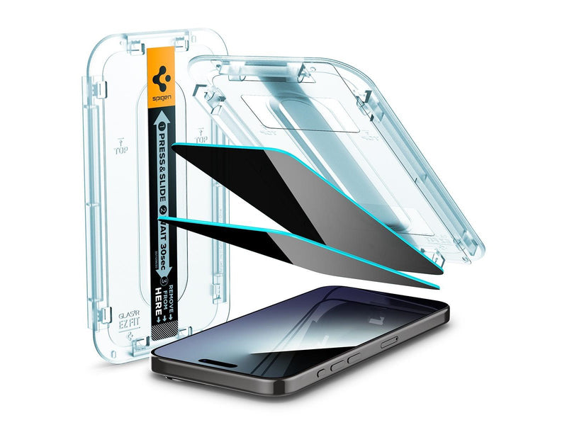 Spigen Glass tR EZ Fit (Privacy) 2 Pack - transparency - iPhone 15 Pro Max