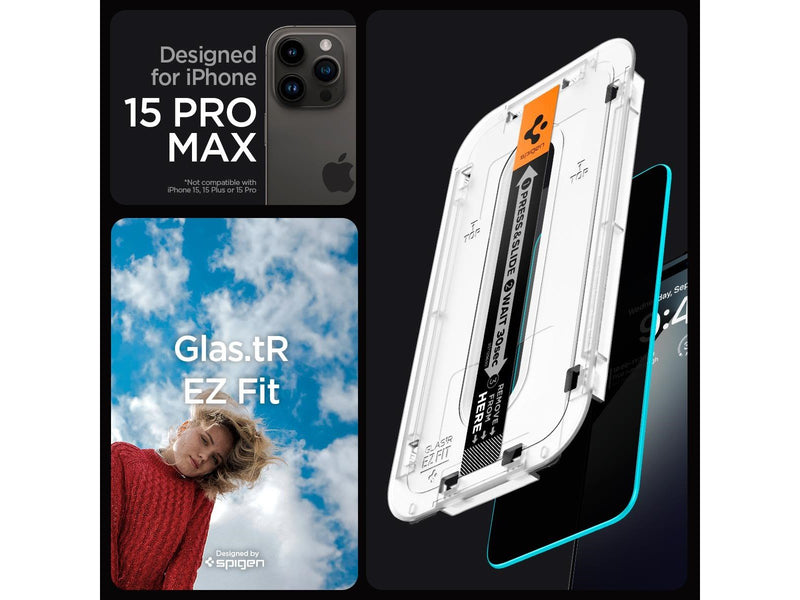 Spigen Glass tR EZ Fit (Privacy) 2 Pack - transparency - iPhone 15 Pro Max