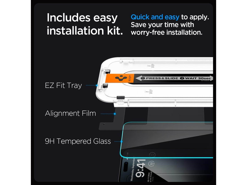 Spigen Glass tR EZ Fit (Privacy) 2 Pack - transparency - iPhone 15 Pro Max