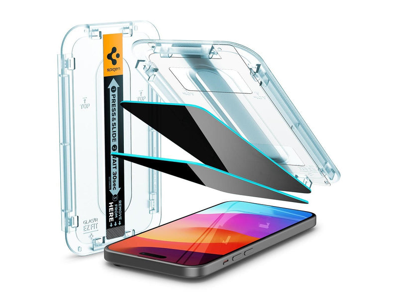 Spigen Glass tR EZ Fit (Privacy) 2 Pack - Transparency - iPhone 16/15 Plus