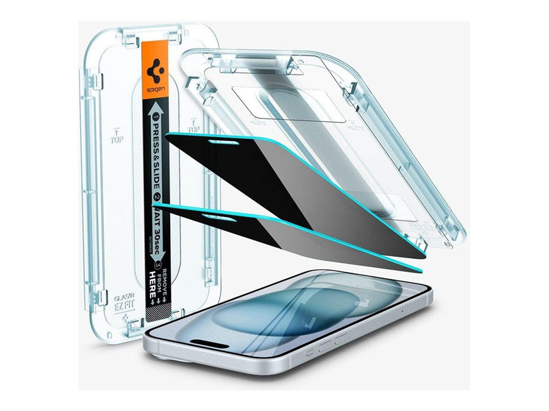 Spigen Glass tR EZ Fit (Privacy) 2 Pack - Transparency - iPhone 16/15 Plus