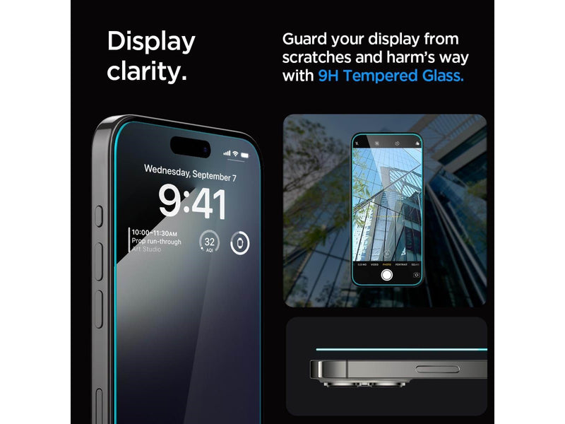 Spigen Glass tR EZ Fit 2 Pack - transparency - iPhone 15 Pro