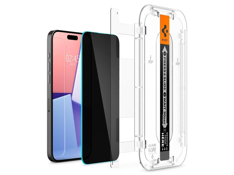 Spigen Glass tR EZ Fit (Privacy) 2 Pack - transparency - iPhone 15 Pro