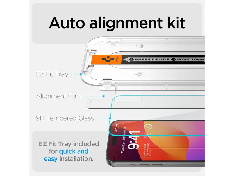 Spigen Glass tR EZ Fit 2 Pack - Transparency - iPhone 16/15