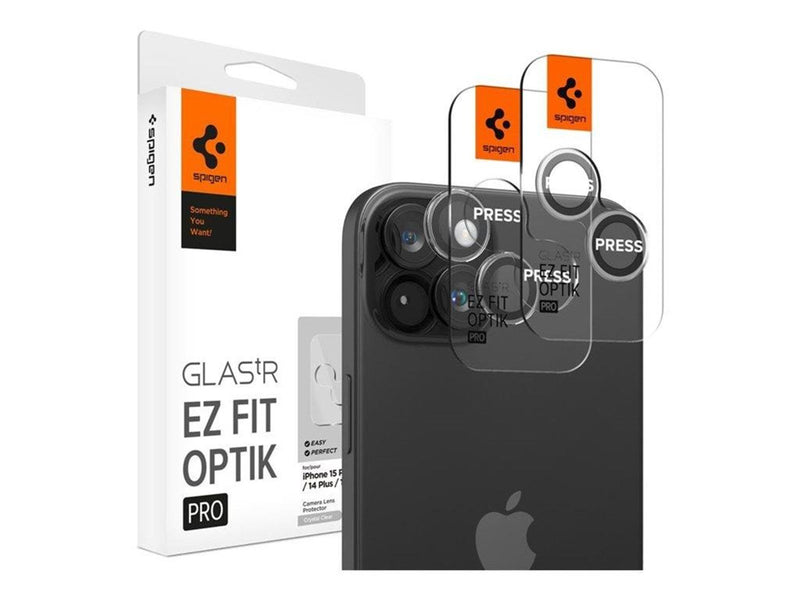 Spigen Glass tR EZ Fit Optik Pro 2 Pack - cc - iPhone 16/15/14 Pro / 16/15/14 Pro Max